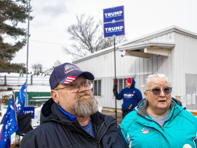 Perry and Anita Wise outside the Loudon polling place at the fire department in the center of town on Tuesday, January 23, 2024.