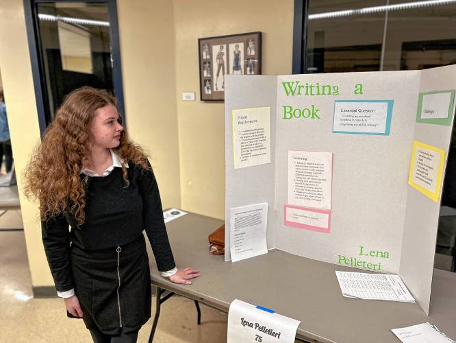 For her senior project, Merrimack Valley High School student Lena Pelleteri wrote a 40-page book that delved in her expeirence with grief and loss in the wake of her mother’s death.