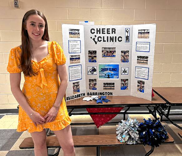 Merrimack Valley High School student Elizabath Barrington ran a middle-school cheer clinic for her senior project.