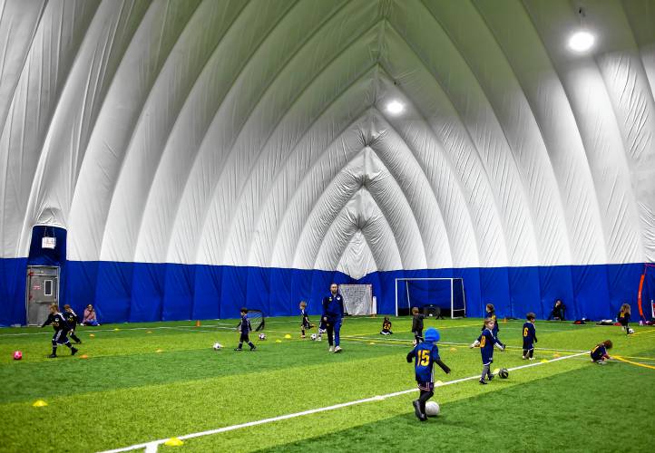  The AutoFair SportsDome in Goffstown has a 80,000-square foot field, with 7-on-7, 9-on-9 and full 11-on-11 soccer.