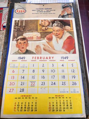 A calendar issued during the East Concord Mobil's rookie season, 1949. 