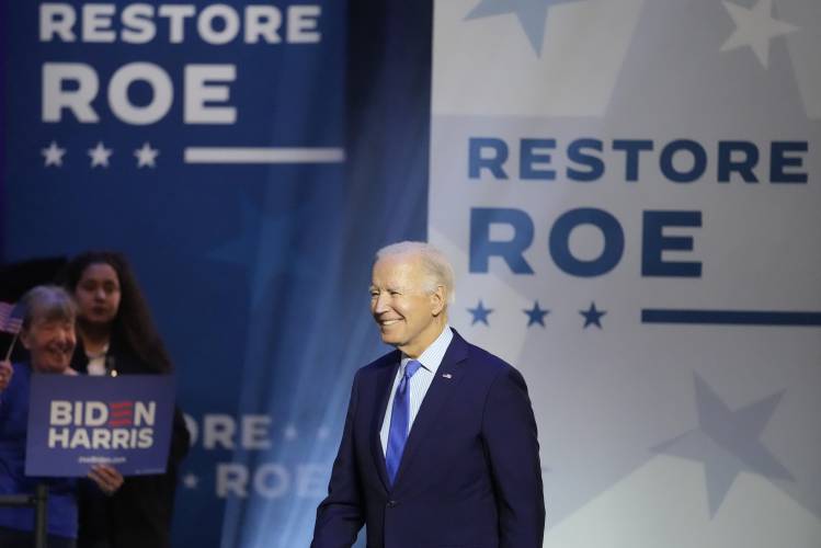 President Joe Biden arrives to speak at an event on the campus of George Mason University in Manassas, Va., Tuesday, Jan. 23, 2024, to campaign for abortion rights, a top issue for Democrats in the upcoming presidential election. (AP Photo/Alex Brandon)