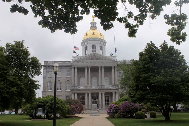 FILE - New Hampshire kicks off a weeklong bicentennial celebration for its Statehouse, June 2, 2019, in Concord, with cake, building tours and reenactments of the first Legislative session. The granite building is the oldest state capitol in which both houses of the Legislature meet in their original chambers. Without debate, the House on Thursday, Feb. 1, 2024, rejected a proposed constitutional amendment that would require the state to proceed as a sovereign nation if the...