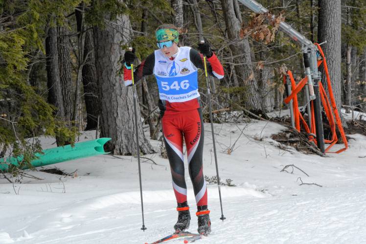 Concord’s Frances Lesser races in the NH Coaches Series Nordic ski race at Holderness on Saturday. Lesser finished 33rd out of 160 skiers in the 3.75K freestyle race and was Concord’s top girls’ team finisher at the race. The Coaches Series classic race will be held on Feb. 10.
