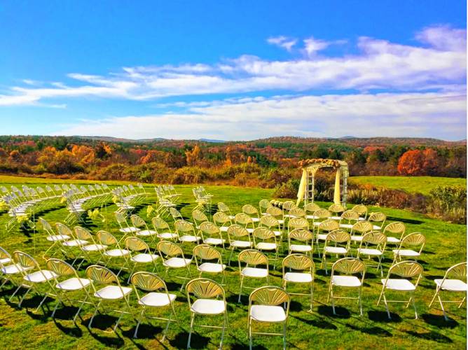 An autumn wedding is set up  at Curtis Farm. 