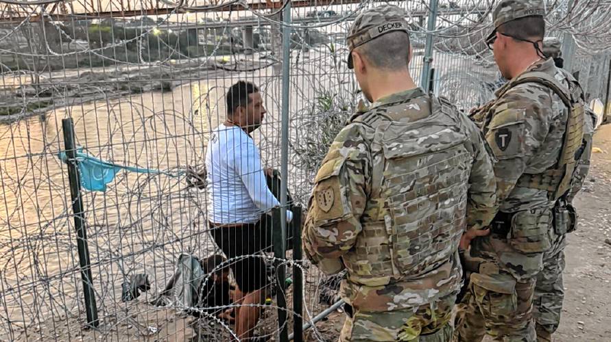 The 15 National Guard soldiers Gov. Chris Sununu deployed to Texas this month are assisting with border security. Sgt. Connor Decker and soldiers from other states direct a man attempting to enter illegally to an official border crossing.