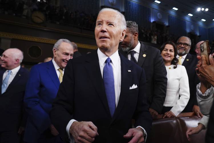 President Joe Biden arrives to deliver the State of the Union address to a joint session of Congress at the Capitol, Thursday, March 7, 2024, in Washington. (Shawn Thew/Pool via AP)