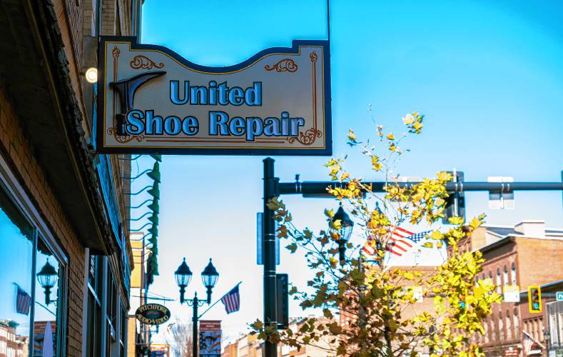 D.J. Annicchiarico, owner and part of fourth-generation cobblers at United Shoe Repair, has a small shop in downtown Concord.