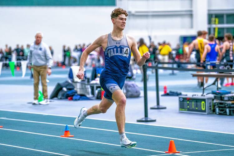 Merrimack Valley’s Mychal Reynolds races to victory in the 600 meters at the NHIAA Division II indoor track and field championship on Saturday at Plymouth State University.