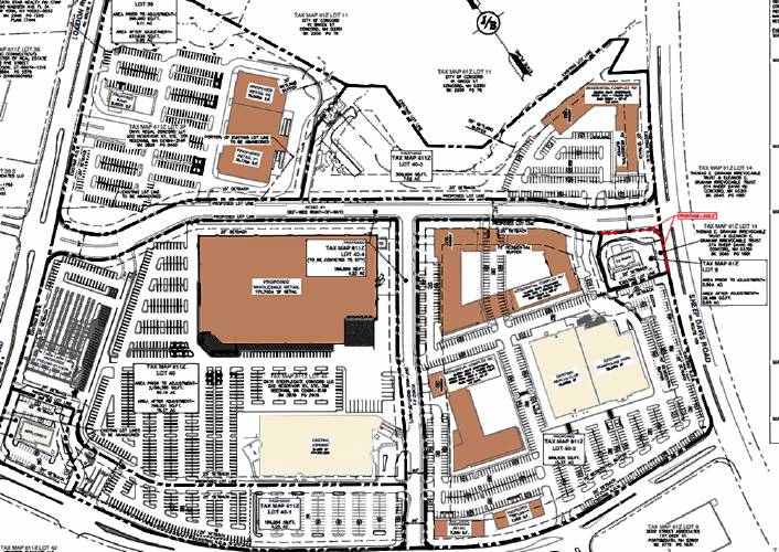 Side-by-side screenshots of project plans show both the existing building — and what would be left standing after demolition — and what Onyx aims to put on the property later.