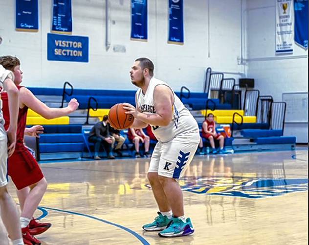 Noah Dunlap holds the ball for Kearsarge during a game earlier this season.