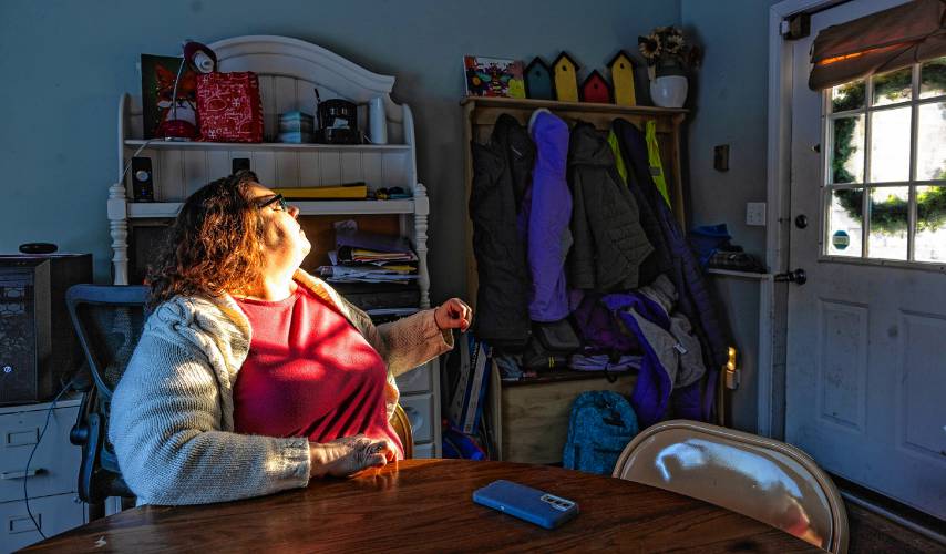 Nicole looks up at the door lock in their home where she made sure that Arlen couldn’t leave their home.