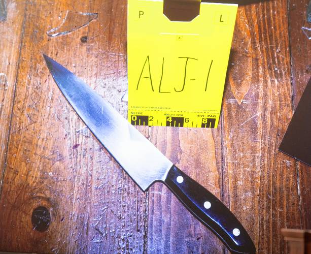 A photo of the knife that Mischa Fay was holding when he was shot by police on Jan. 1, 2023 in Gilford. 