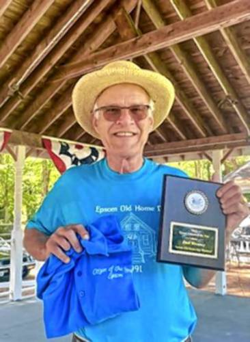 Paul Morency, master of ceremonies during Epsom’s Old Home Day festivities was awarded Citizen of the Year honors last summer.