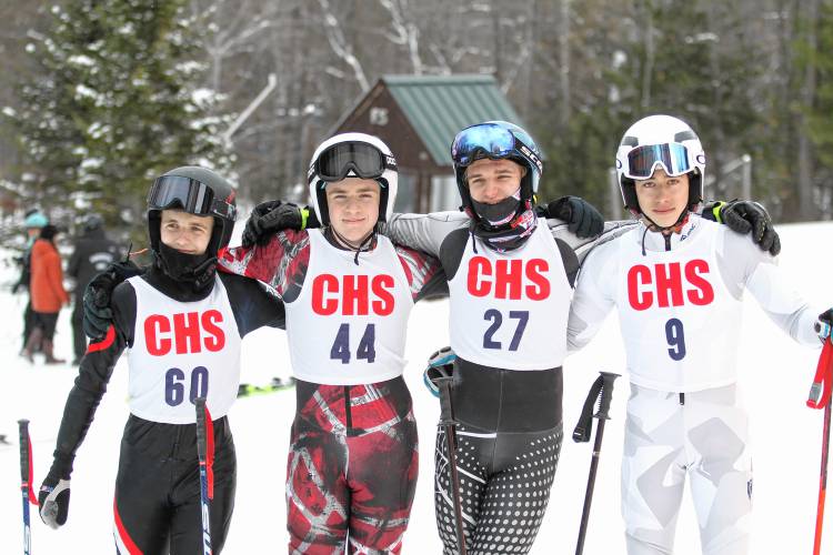 RIGHKT: From left, Concord’s roster at D-I states on Monday: freshman Ethan Audet, junior Austin Vanacore, freshman Eugene Conn and sophomore Lucas Golden.