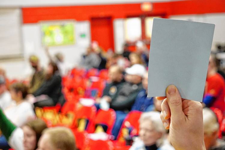 Chichester voters debated spending at the 2025 town meeting, which took two sessions to settle. Chichester voters debated spending at the 2025 town meeting, which took two sessions to settle.