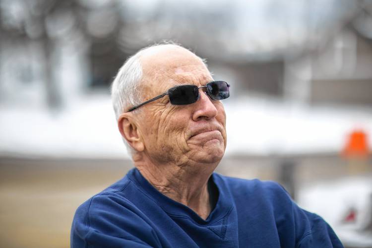 Doug Clasby stood outside the Loudon polling place a the Loudon Fire Department on Tuesday, January 23, 2024.