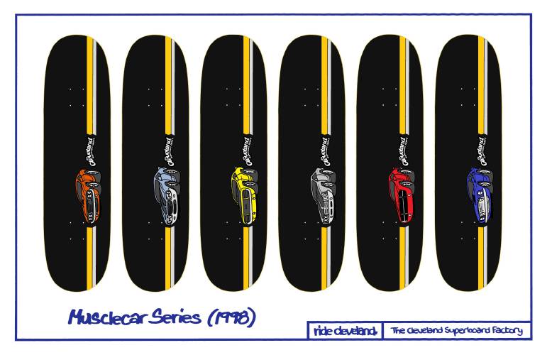 The Cleveland Superboard Factory, a Concord-based skateboard maker, closed shop in 2001 but re-released designs as part of a Hometown Skateboard Market at Feathered Friend.