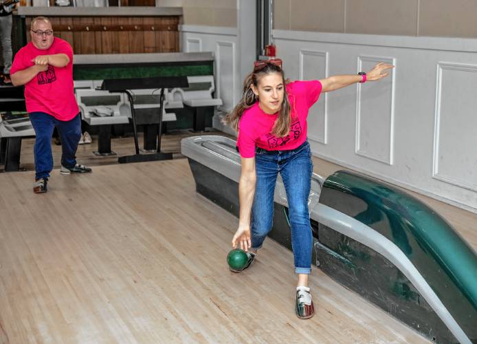 Cheyenne Boucher and Owen Sansoucie have a bowling night at Boutwellâs in Concord on Wednesday, November 6, 2024. The athletic director at Pembroke Academy asked Boucher if sheâd be willing to serve as chapter president of Best Buddies. Knowing little about the organization beyond its premise of partnering students with disabilities with their peers to form meaningful friendships, she said yes.

