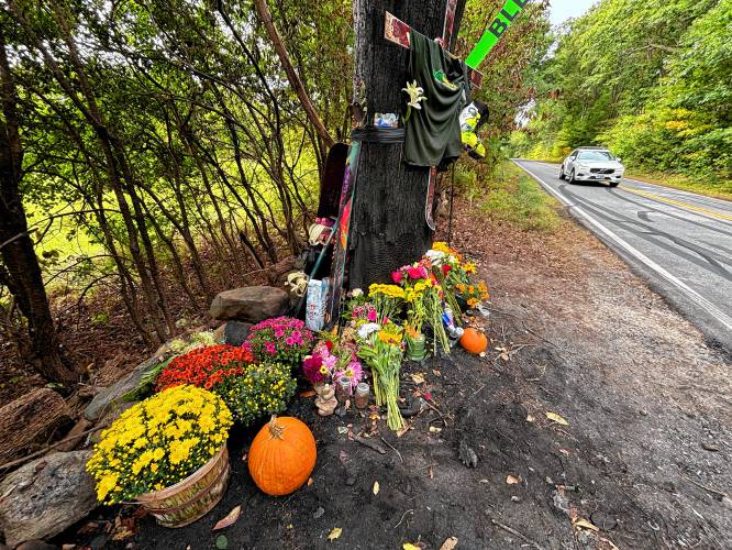 Loved ones of Nolan Trottier have created a memorial in his honor at the site of the fatal crash on New Boston Road in Francestown. 