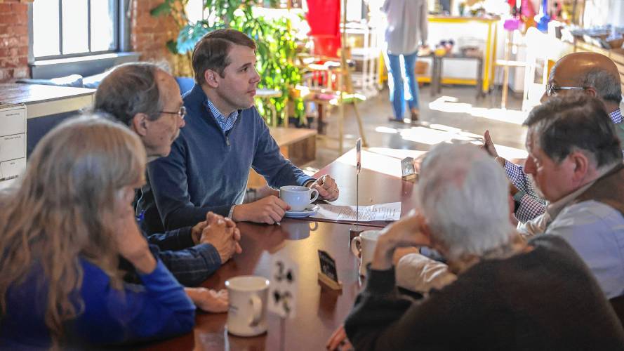 U.S. Rep. Chris Pappas in Keene on Wednesday as he launched tour across New Hampshire dubbed U.S. Rep. Chris Pappas in Keene on Wednesday as he launched tour across New Hampshire dubbed