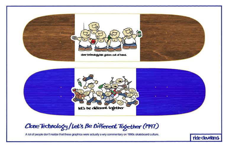 The Cleveland Superboard Factory, a Concord-based skateboard maker, closed shop in 2001 but re-released designs as part of a Hometown Skateboard Market at Feathered Friend.