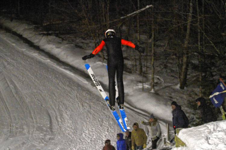 Concord junior Sebastian Christie is the only ski jumper for the Tide and competed at Plymouth High School’s jump, the only one on the grounds of a high school in the country.