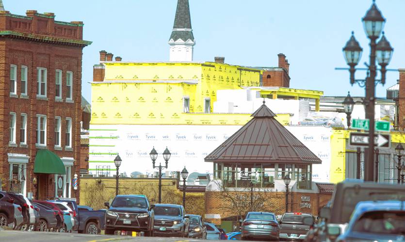 The construction of the Friendly Toast and Arts Alley in downtown Concord is taking shape. The view of the construction from further down South Main Street.
