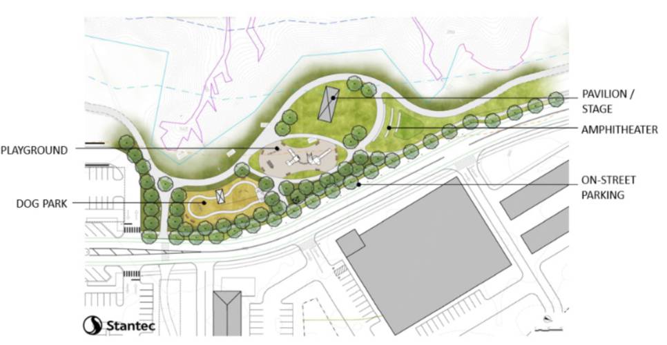 An overview of the proposed Rivers Park and Playground in East Concord.