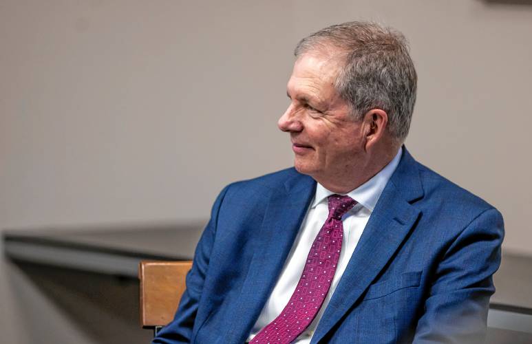 New Hampshire Secretary of State David Scanlan at the Saint Anselm College Governors’ Roundtable on the New Hampshire Presidential Primary event on Wednesday, January 17, 2024.