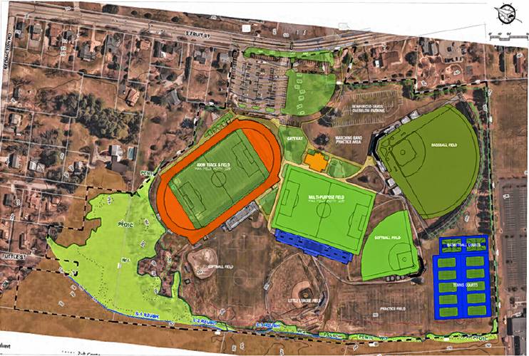 Overlays show the $28.5 million Master Plan for renovations at Memorial Field. Overlays show the $28.5 million Master Plan for renovations at Memorial Field.