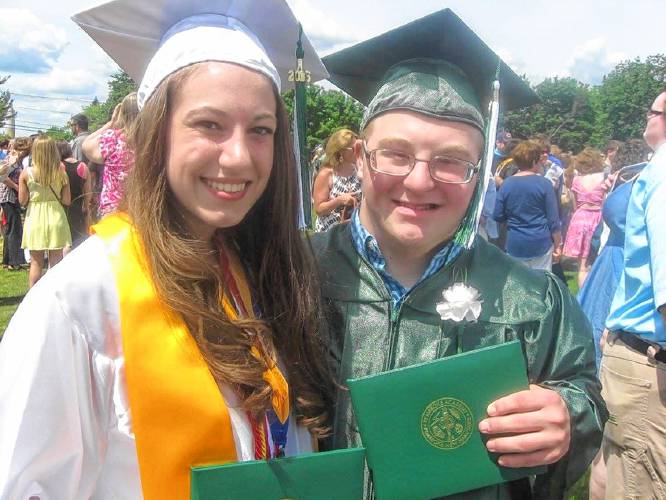 LEFT: Cheyenne Boucher and Owen Sansoucie have been friends since 2014, when they were matched together as Best Buddies at Pembroke Academy.