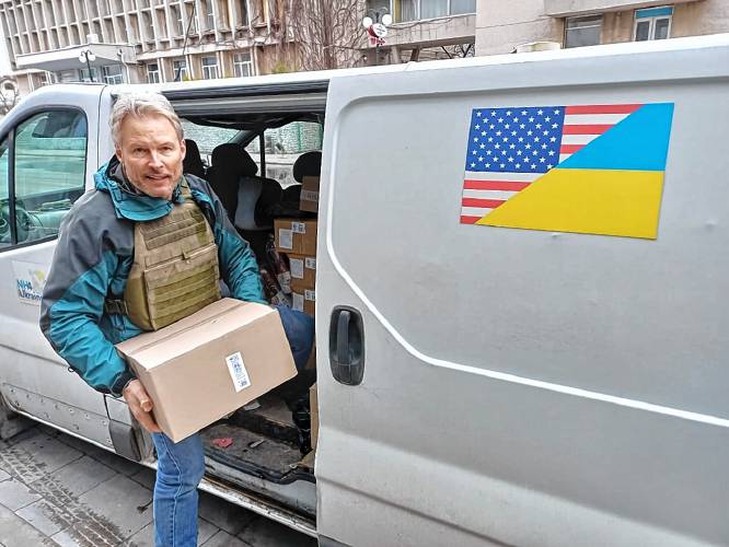 Brian Nolen delivers aid in Kherson, Ukraine, in December 2023. He leaves for a six-month trip to Kharkiv, Ukraine, on Sunday.