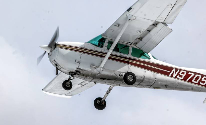 A plane approaches to land at the Alton Bay airport on Lake Winnipesaukee on Sunday, February 2, 2025.