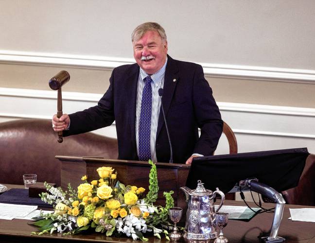 New Hampshire Speaker Steve Shurtleff calls the house to vote on an override bill on Wednesday, September 18, 2019 at the State House.