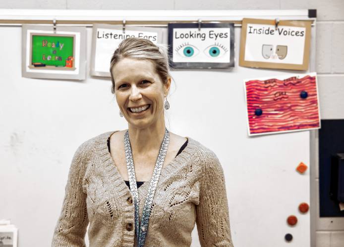 Loudon Elementary School reading teacher Stephanie Pike in her classroom on Wednesday, June 12.
