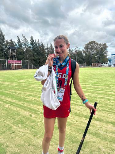 Amy Cohen after Team USA beat Argentina in the bronze medal game at the 2023 Pan American Maccabi Games in Buenos Aires. Jan. 9, 2024.