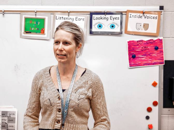 Loudon Elementary School reading teacher Stephanie Pike in her classroom on Wednesday, June 12.