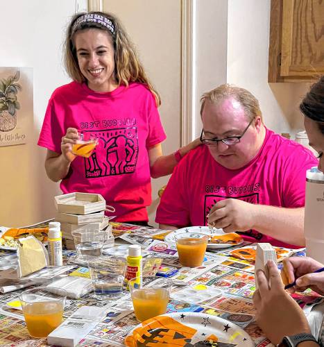Cheyenne Boucher and Owen Sansoucie have been friends since 2014, when they were matched together as Best Buddies at Pembroke Academy. They recently got together to make t-shirts and decorate bookmarks to fundraise for the Best Buddies Champion of the Year Gala.