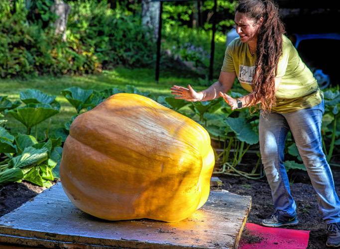 Big Apple is Rebecca Chartierâs baby as she prepares to load it to their truck for the trip to the Hopkinton Fair for judging.