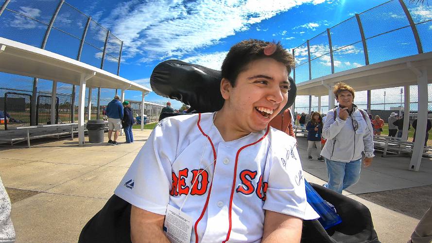 Samuel Habib attends Red Sox Spring training. 