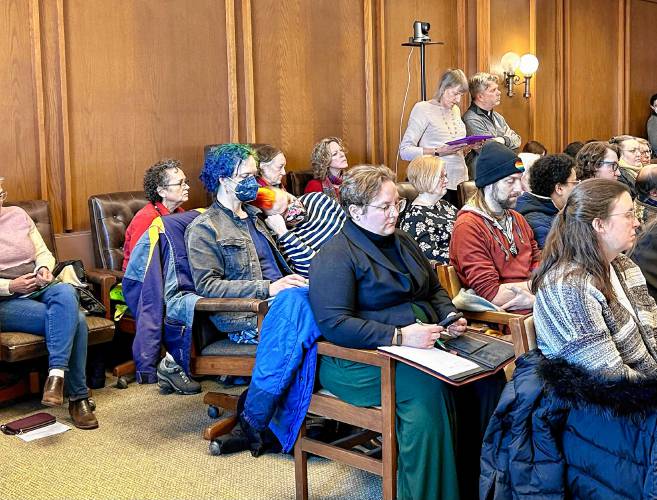 About a hundred people gathered in the committee room to watch the hearing on House Bill 148, with many people testifying in opposition.