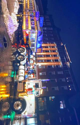 The 1942 Silk City Diner arrived in downtown Concord around 2 a.m. Wednesday. The diner will provide an events space at the new Arts Alley development next to the Bank of New Hampshire Stage.
