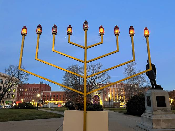 The final candle of the menorah in front of the State House was lit Thursday evening, the last night of Hanukkah.