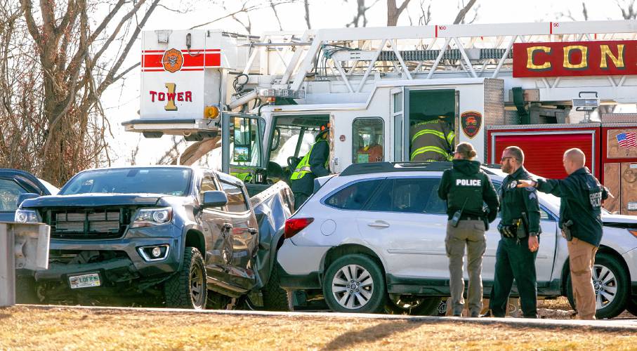 Concord Police and Fire at the scene of a multi-car accident at the traffic light of Loudon Road and Fort Eddy on Friday.