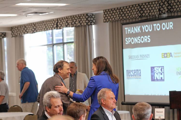 Cinde Warmington, Kelly Ayotte, and Chuck Morse at the NFIB Gubernatorial Candidate Forum on Thursday.