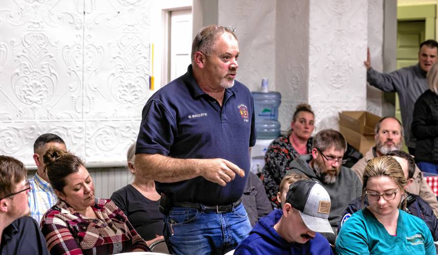 Salisbury fire chief Bill MacDuffie explains a funding request in case of wildfires in town on Tuesday, March 11, 2025.