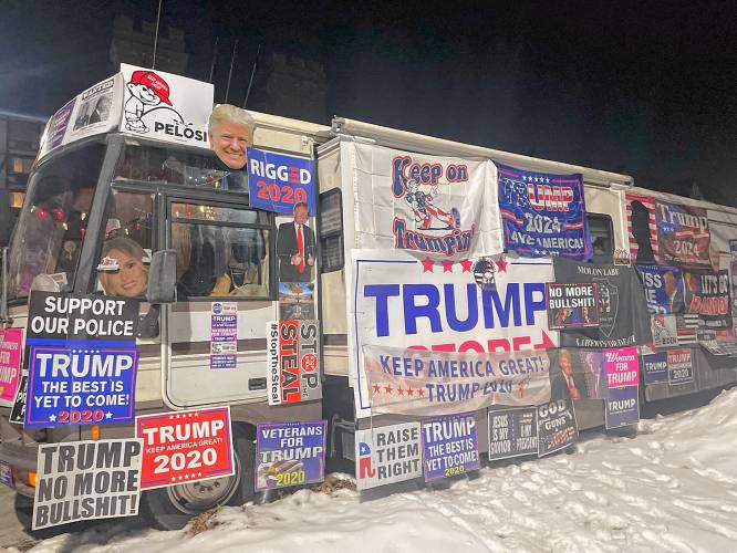 Donna Eiden lives out of an RV, selling merchandise and following the former president to rallies across the country.