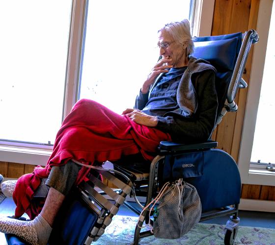 Art Ellison, a three-term House Democrat from Concord, sits in the family room of the Granite VNA Hospice Center to discuss the food bill legislation bill he wants to be passed.