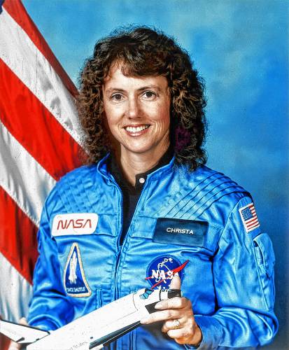 FILE - This undated file photo provided by NASA shows New Hampshire teacher Christa McAuliffe. McAuliffe was aboard Space Shuttle Challenger on Jan. 28, 1986, when the vehicle exploded shortly after liftoff at the Kennedy Space Center. All seven members of the crew on board perished. (AP Photo/NASA, File)